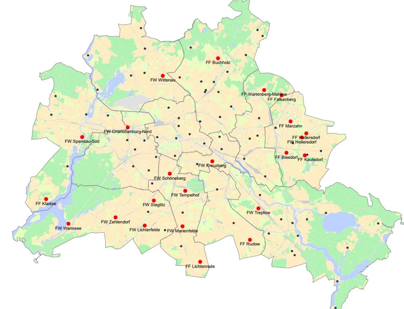 Grundstückspotenzialanalysen von 23 Feuerwehrstandorten in Berlin