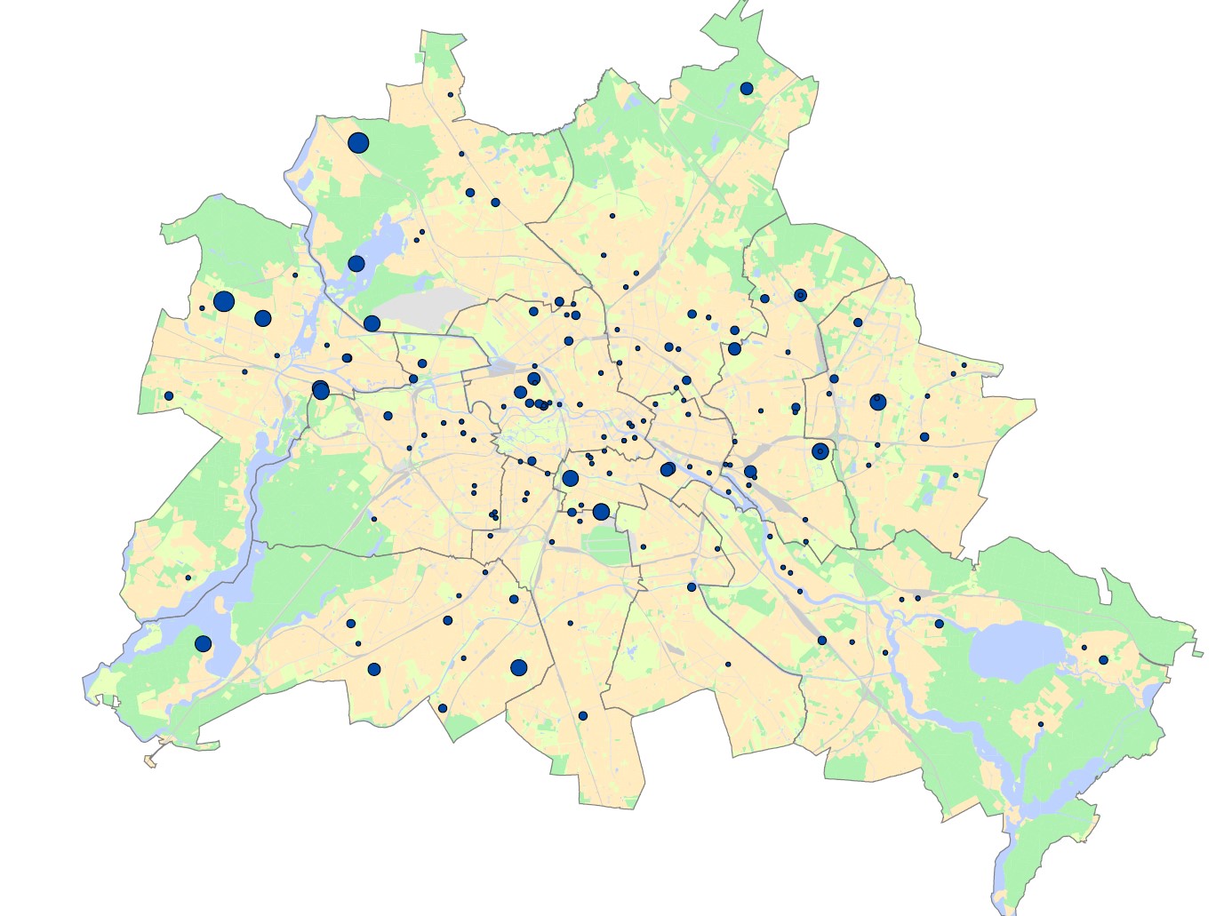 Grundstückspotenzialanalysen zur Nachverdichtung von landeseigenen Grundstücken im Land Berlin (seit 2013 etwa 200 Studien)